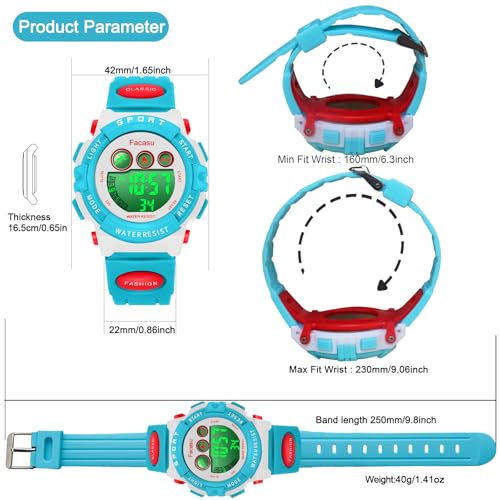 Image of Kids Watch Digital for Boys-Waterproof Kids Sports Watch with Light, Alarm&Snooze,Stopwatch Military Design Silicone Band Gift for Birthdays,Christmas Outdoor Activities(8+ Years)