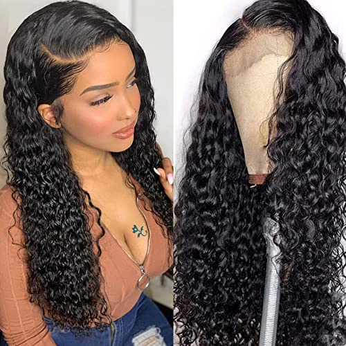FENGDE 150% Density Glueless Lace Front Wigs Human Hair water wave Pre Plucked Brazilian Virgin Human Hair Wigs for Black Women