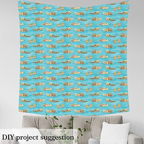 Otter Fabric by The Yard Cute Cartoon Wild Animal Upholstery Fabric for Chairs Wildlife Decorative Fabric for Upholstery and Home DIY Projects 2 Yards,(L184*W150cm) Teal Brown - Image 4