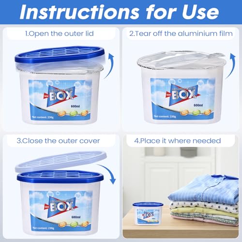 Image of LemonRoad 20 Pack Moisture Absorbers 20 oz 600 ml Calcium Chloride Dehumidifier Humidity Absorber Buckets for Boats Closet Bathroom Rv Car Kitchen Basement Odor Remover, 4.1 x 6.1 x 3.3 Inch