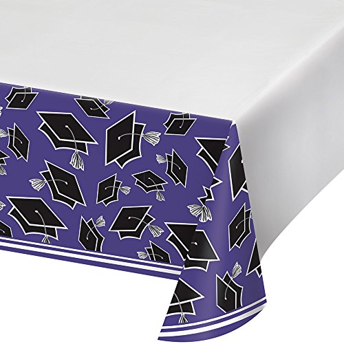 Creative Converting 320078 Graduation Theme Purple Tablecloth