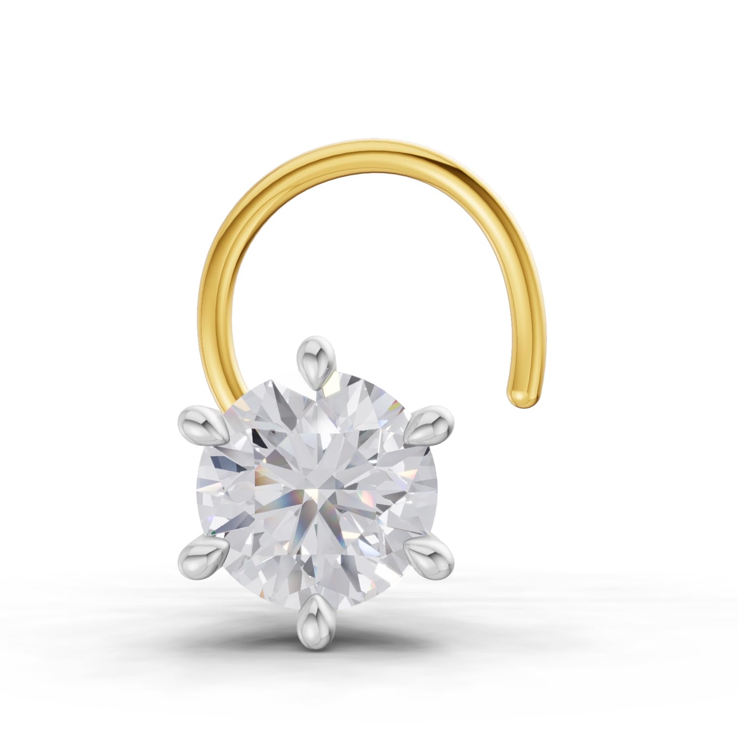 Lab Grown Diamond 0.15CT 925 Sterling Silver Gold Plated Round Shape Nose Pin-image-47