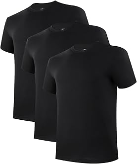 Men's Undershirt Moisture-Wicking T-Shirts Stretch Crewneck Soft Tees for Men,3 Pack