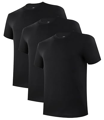 BAMBOO COOL Men's Undershirt Moisture-Wicking T-Shirts Stretch Crewneck Soft Tees for Men,3 Pack