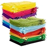 Sukh 120PCS Organza Bags 4''x6'' - Muticolor Small Sachet Jewelry Gift Favor Bags Drawstring Mesh Bags Gifts Valentines Wedding Eid Mubarak Halloween Eve Christmas New Year Party Candy Fruit Wrap Bulk
