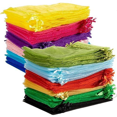 Sukh 120PCS Organza Bags 4''x6'' - Muticolor Small Sachet Jewelry Gift Favor Bags Drawstring Mesh Bags Gifts Valentines Wedding Eid Mubarak Halloween Eve Christmas New Year Party Candy Fruit Wrap Bulk