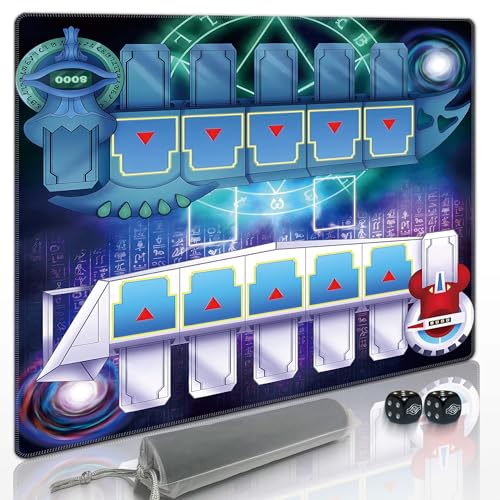 Zacknoble yugioh playmat with Zones - 24x24 mat for yugioh Duel Disk, Includes Free Storage Bag & 2 Special dice (Blue)
