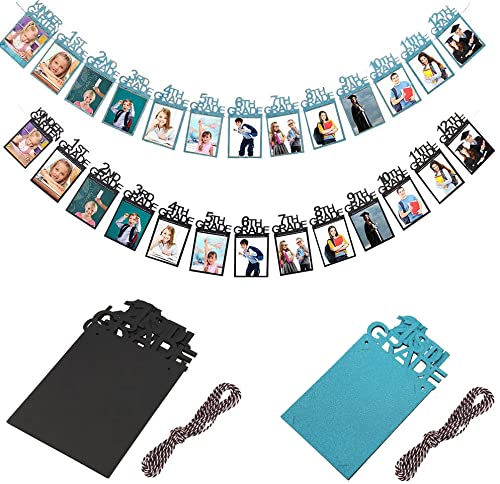 Image of Graduation Party Decorations 2023 Graduation Photo Banner for Class of 2023 Decorations K-12 Graduation Photo Display for High School 5th 8th Grade Graduation Party Supplies Blue SG063BL