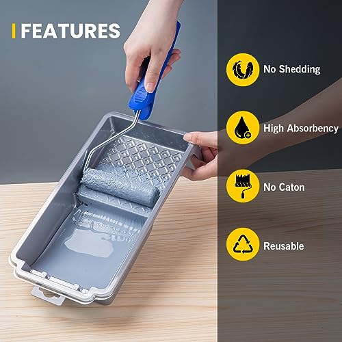 image for Mister Rui 4 Inch Paint Roller Tray - 22 Pack with Liners, Disposable 