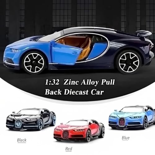 Image of Mashes Bugatti Chiron 1:32 Exclusive Alloy Metal Pull Back Die-cast Car Diecast Metal Pullback Toy car with Openable Doors & Light, Music Boys Gifts Toys for Kids【Colors as Per Stock】