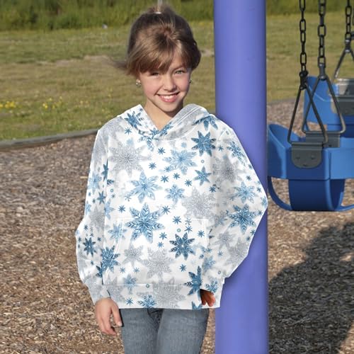 Kids Hoodies Sweaters Christmas Xmas Snowflake Hooded Sweatshirts with Big Pockets for Boys Girls B04003854