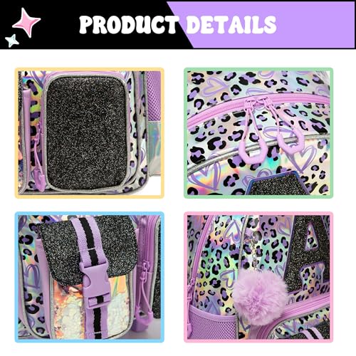Image of HTgroce Kids Rolling Backpack for Girls Backpack with Wheels 3pcs Rolling Backpacks for Kids, 16.5 inch Roller Backpacks for Girls with Lunch Box Pencil Case