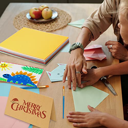 100 Sheets Colored Cardstock Paper With 5 Scratch Papers 10 Paint Brushes, 250Gsm Heavy Cardstock Paper 25 Assorted Colors Solid Core No White Core For Cricut Card Making, Craft, Painting(8.5 X 11") #TOP4