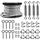 TooTaci 5mm Edelstahlseil Set, 60M/5mm Drahtseil Edelstahl Spanndraht, Stahlseil ummantelt aus PVC, Stahlseil mit ösen, M6 Seilspanner Edelstahl Seilspanngarnitur für Hängen, Rankhilfe, Gardinen seil