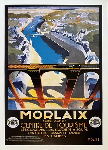 Poster Le Viaduc de Morlaix Bretagne pour salon rétro chic 50x70