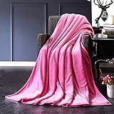 FANSU Flanell Decke Plain Color Kuscheldecke Flauschig Weich & Warm Microfaser Moderne Einfachheit Plüsch Wohndecke,Sofadecke Tagesdecke Überwurfdecke (100x150cm,Pink)