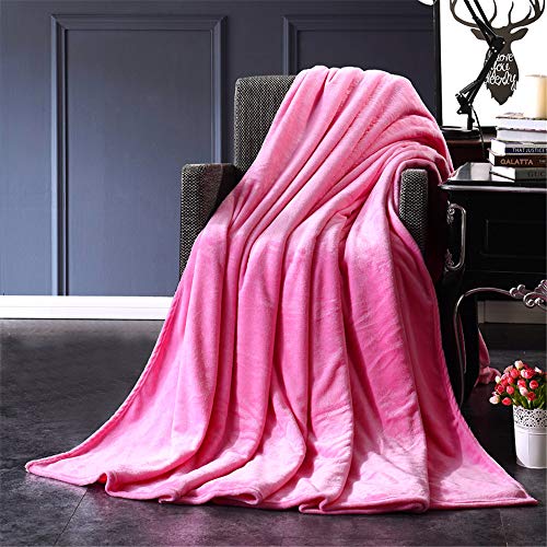 FANSU Flanell Decke Plain Color Kuscheldecke Flauschig Weich & Warm Microfaser Moderne Einfachheit Plüsch Wohndecke,Sofadecke Tagesdecke Überwurfdecke (100x150cm,Pink)