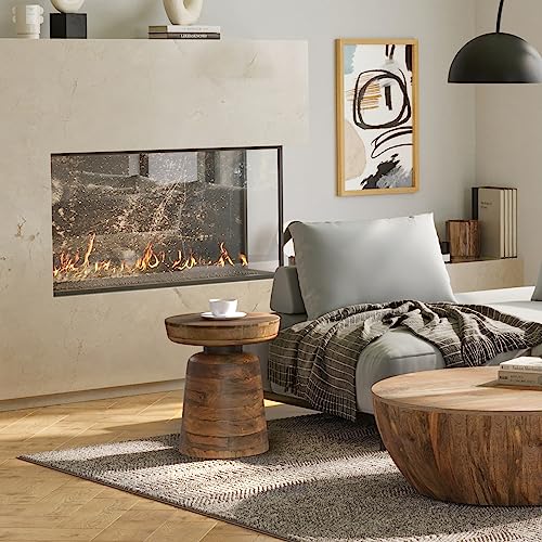 Image of SIMPLIHOME Robbie Accent Table - 16 inch Wide Solid Mango Wood End Table in Walnut Brown, Boho Contemporary Rustic Side Table for Living Room or Bedroom with Multipurpose Function, Assembled