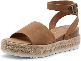 Legossa Womens Platform Sandals Ankle Strap Espadrilles Comfortable Open Toe Flatform Wedge Casual Sandal Black White Tan Platform Sandals for Summer