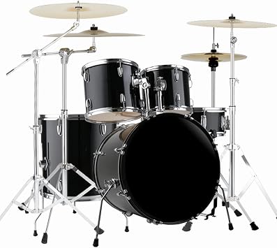 5-Piece Adult Drum Set, Full Size Complete Drum Kit Professional Percussion Kit Color Black
