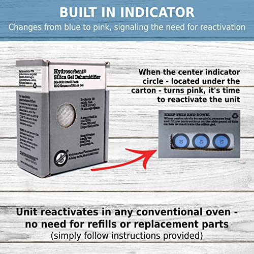 Hydrosorbent Silica Gel Dehumidifier (900 Gm, 2 Pack, Xl) - Silica Gel Packets W/ Built-In Color Changing Indicator For Reactivation - 66 Cubic F. Moisture Absorbers For Car, Rv -Desiccant Dehumidifier #TOP4