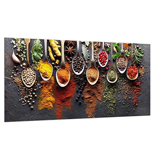 TMK - Plaque de protection en verre pour plaque de cuisson - 90 x 52 cm - Protection contre les éclaboussures - Plaque en verre - Décoration pour planche à découper - Épices Cover