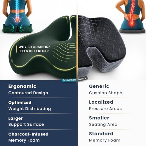 Image of Seat Cushion for Tailbone Pain Relief, Extra Large Office Chair Cushion