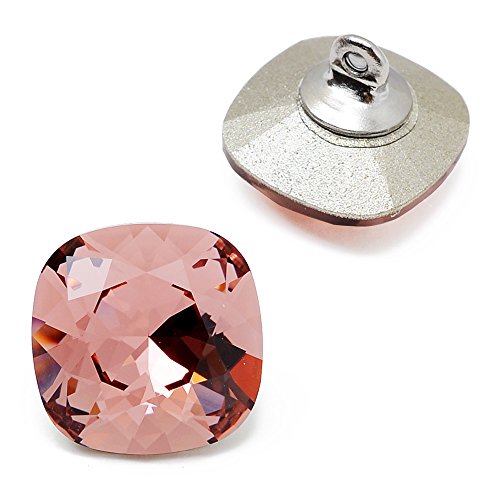 12mm Blush Rose Swarovski 4470 Cushion Square Fancy Button by pc