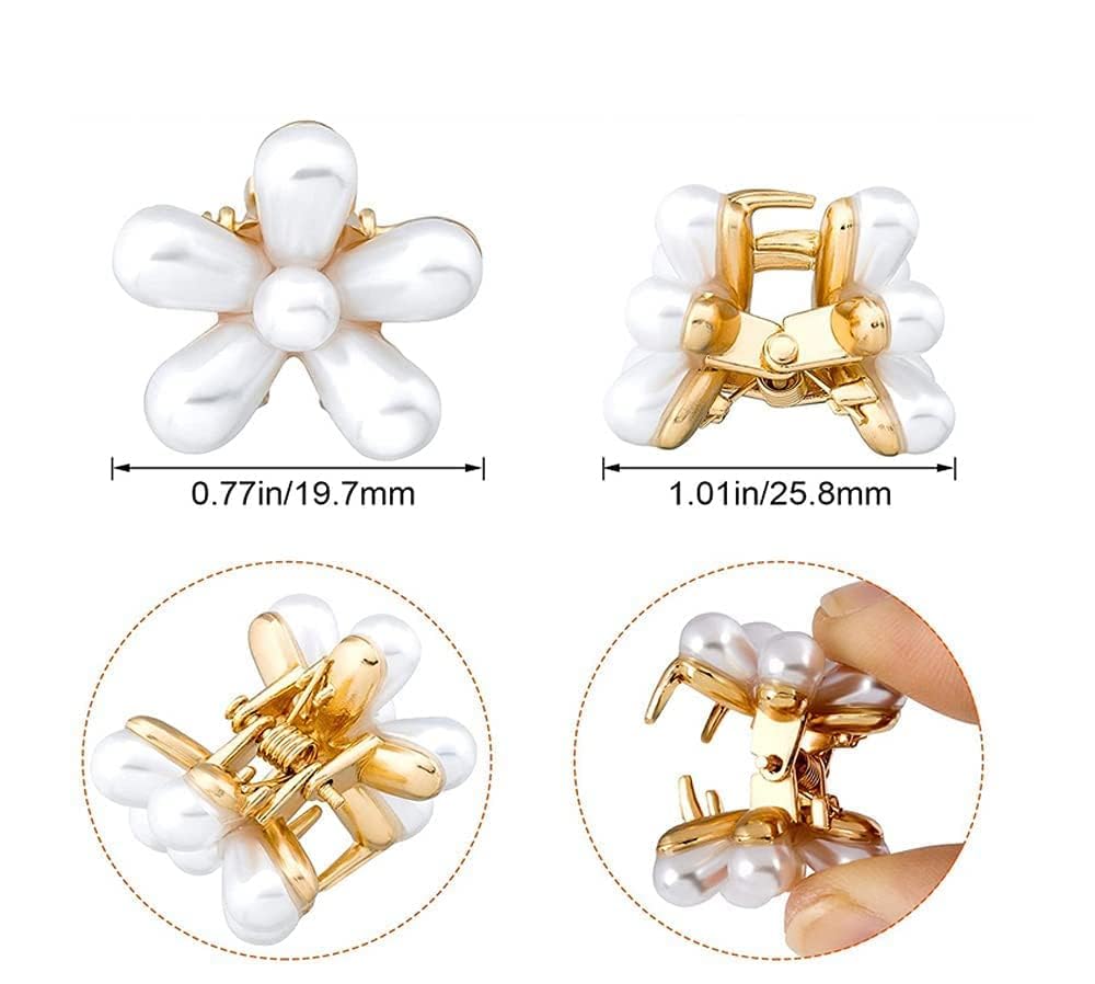 JB ONLINE HUB PACK OF 10 Royal Pearl Bloom Hair Clips for Girls & Women – Handcrafted Floral Pearl Hair Pins for Braids, Bun & Ponytail Hairstyles