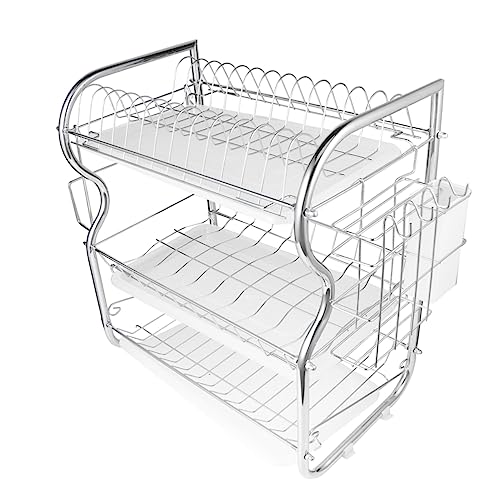 FUNOMOCYA Dish Racks Cutlery Organizer 3 Layer Dish Drainer Kitchen Utensil Rack