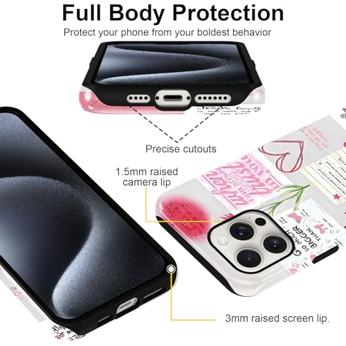 Coque iPhone 15 Pro esthétique rouge avec collage de qualité supérieure - 4