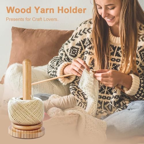 Portahilos de madera para crochet ideal para tejer cómodamente en el sofá 5