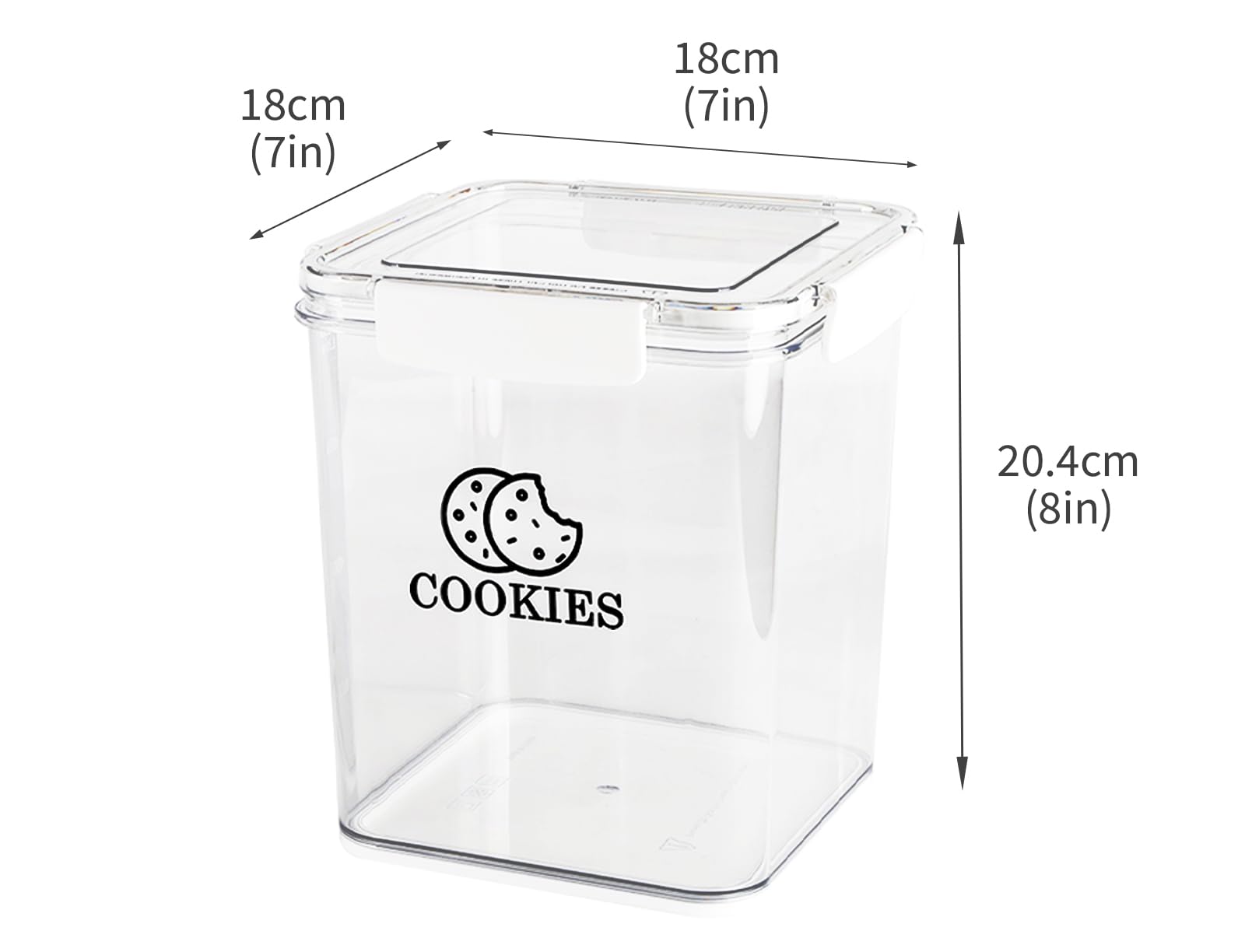 Juego de 2 tarros de galletas – Juego de 2 tarros de almacenamiento para galletas transparente hermético, bonito contenedor de almacenamiento de galletas de plástico con tapa, para aperitivos