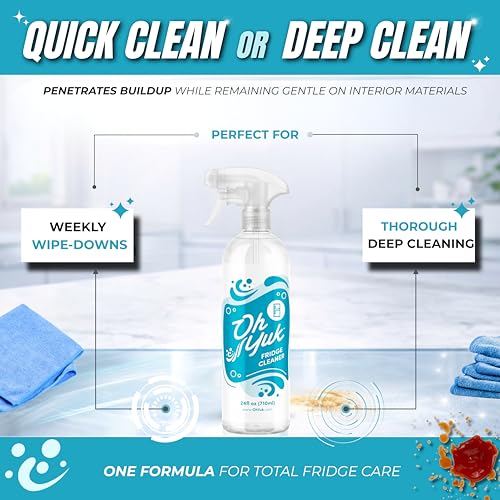 Image of Oh Yuk Fridge Cleaner - Cleans Inside Refrigerator for Spotless, Food-Contact Safe Surfaces | Biodegradable, Vegan, Cruelty-Free | Effortlessly Lifts Sticky Messes & Dried-On Food | Spray Bottle