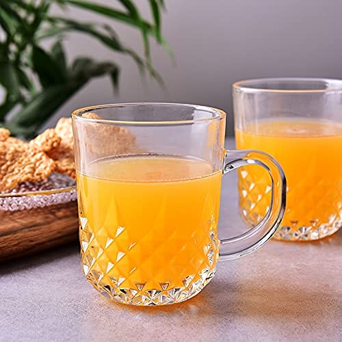 Image of ANKUL Premium Glass Coffee Mug Tea Cups Set of 6-200ML, Transparent, Glass Cups Set for Coffee, Green Tea, Herbal Tea, Lemon Tea, Milk Cup, Hot /Cold Drinks Cups (Elegant, 6)