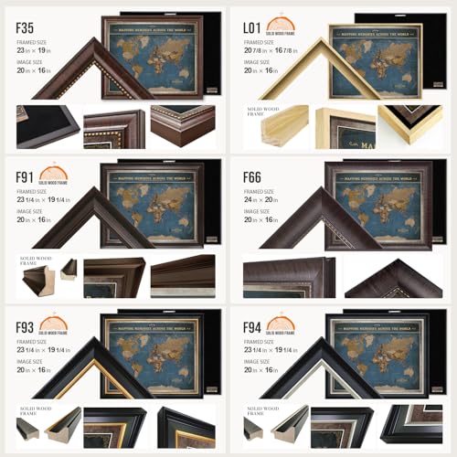 Image of DECORARTS - Personalized World Travel Map with Pins, Custom Name, Pin Board Canvas Wall Art, Modern Navy Blue World Decor, Optional Wood Frame, Giclee Print, Handcrafted in USA, 20x16''
