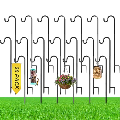 Image of 20 Pcs 24 Inch Shepherd Hook for Outdoor Adjustable Bird Feeder Pole