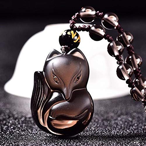 Ice Obsidian Crystal Fox Amulet Pendant Necklace With Bead Chain For Wen Or Women (Ice Fox 1) #TOP3