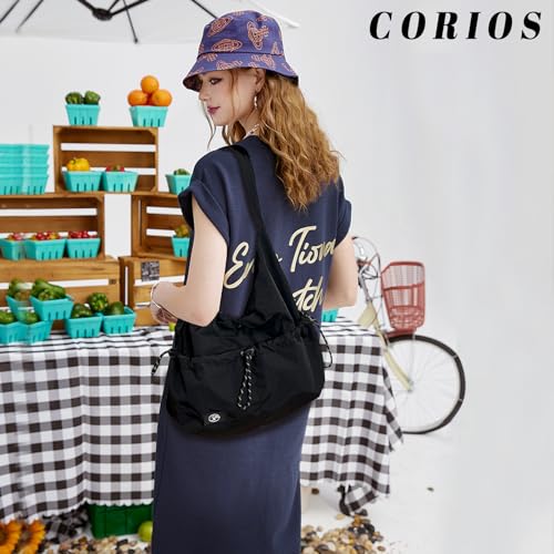 Image of CORIOS Women Nylon Shoulder Bag Waterproof Crossbody Bag Casual Handbag Lightweight Messenger Bag Top Handle Bag