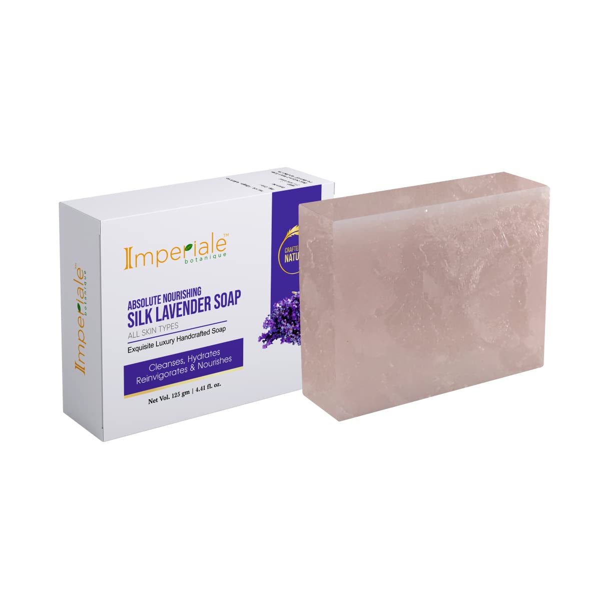 Absolute Nourishing Handmade Lavender Soap for Women & Men | 125 GM | Luxurious Handcrafted Bath Soap | Ashwagandha, Shea Butter, Silk Protein & Lavender Oil | Scented Soap For Smooth, Soft & Radiant Skin
