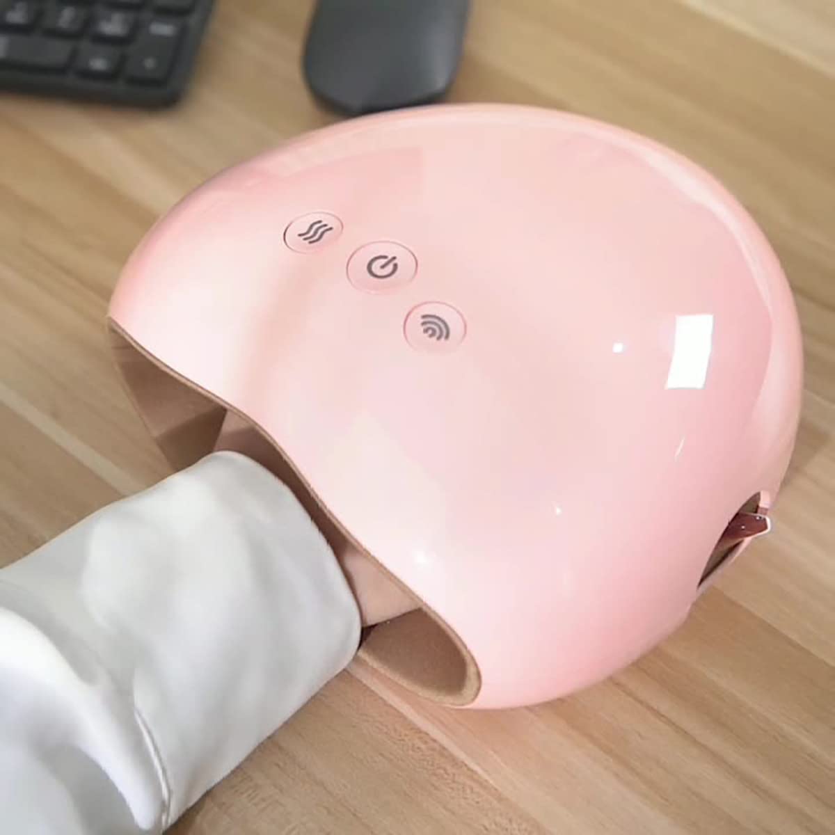 Masajeador de Manos inalámbrico de 5 W con compresa Caliente de 45 ℃, Ajuste de 3 velocidades, sincronización Inteligente, masajeador de Dedos para aliviar la tensión y la Fatiga,Pink
