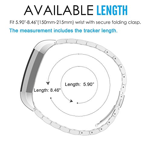 Greeninsync Compatible with Fit Bit Alta Bands Metal, Replacement for Fit Bit Alta HR Stainless Steel Bands Adjustable Accessory Wristband Small Large W/Silicone Cover for Alta Bracelet Women-White - Thumbnail 5