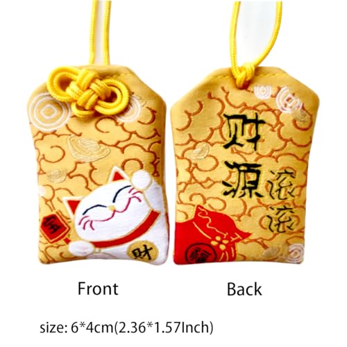 Image of Handmade Traditional Japanese Omamori Blessing Lucky Amulet for Good Wealth /Lucky Cat /Maneki Neko Hanging Fortune Bag Gifts for Women Men