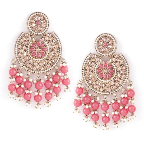 Rubans Gold Plated Traditional Handcrafted Chandbali Earrings Glided with Kundan and Pearls Beaded for Women & Girls, Perfect for any Festive Occasion (B0D6KWBKYL) Amazon Price History, Amazon Price Tracker