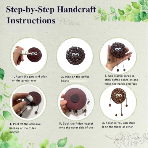 DIY Craft Kit-Eco-Friendly Coffee Bean Cartoon Fridge Magnets - Handmade Wooden Magnetic Decor for Coffee Nooks, Home & Café (Adult-Oriented) - image 6
