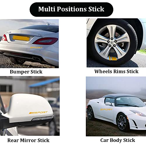 Image of Pincuttee 14pcs Car Decal Stickers,Wheel Rim Decal Sticker,Sport Logo Reflective Stickers,Sport Emblem Car Rear Bumper Sticker,Rear Mirror Decals for All Vehicles(Yellow,14PCS)