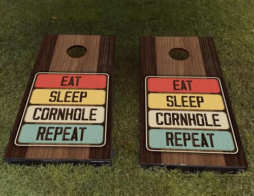 AdesiivoStudio Skin Decal Vinyl Wrap for Cornhole Game Board (Eat. Sleep. Cornhole.)