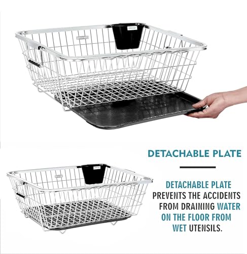 Image of Planet Plastic Tray for Dish Drainer Basket /Rectangular Shape Water Drop Collector Tray /Serving Tray (Black, 45 x 35 x 3 cm)
