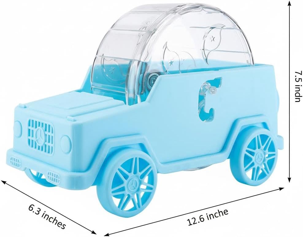 Hamster Running Wheel Car, Silent Exercise Wheel Ball Toy for Hamster, Gerbil, Chinchilla, Hedgehog, Small Pets, Car Shape Design, 2 Sizes Choose (Blue, Large)