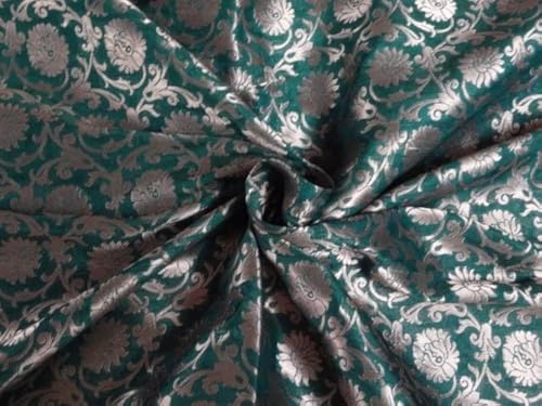 Tissu brocart de soie vert bouteille BRO403 pour réparer un fauteuil ancien